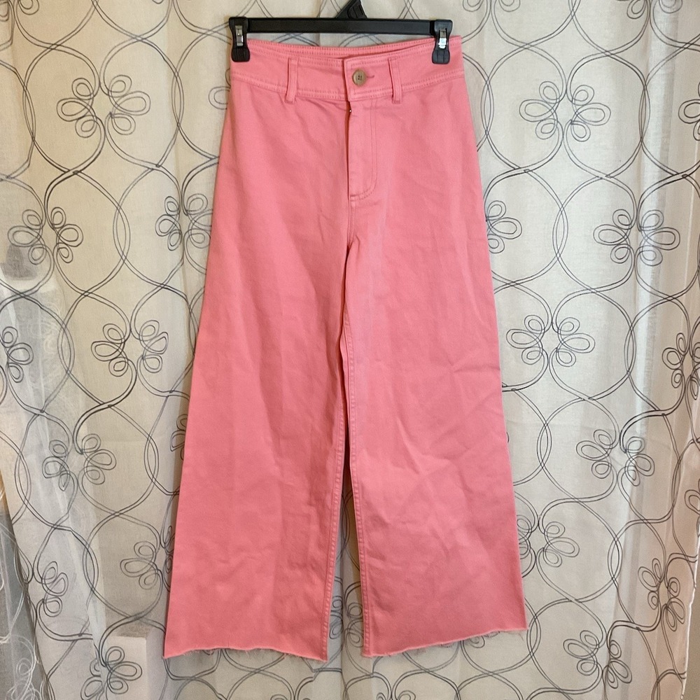 NWT Woman's Antonio Melani Pink Taffy Denim Pants Raw Hem Size 0